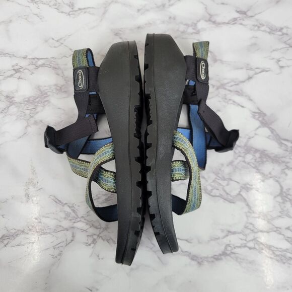Chaco USA Z1  Women's Size 5 Black with Blue and Green Straps Hiking Sandals - Picture 8 of 11